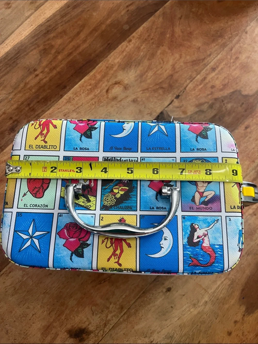Makeup Organizer Case with Lotería Print in Blue